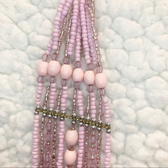 Pink multi strand beaded statement necklace - Picture 4 of 7